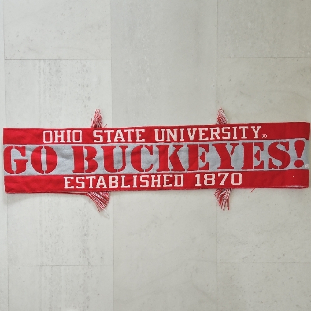 Ohio State University fringe scarf